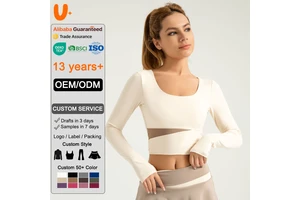 Popular Color Blocking Breathable Lightweight 4-Way Stretch Soft Yoga Tops Platies Fitness Women's Yoga Long-Sleeved Shirts
