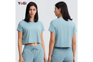 Women's Plus Size Gym Fitness Sports Cropped T-Shirt Loose Short Sleeve Breathable Yoga Tops Lightweight Seamless Cropped