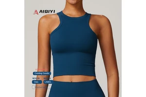 7725 Sexy Backless Yoga Fitness Workout Open Back Plus Size Seamless High Quality Gym Halter Top Sports Tank