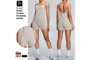 New Trend Gym Active Athletic Apparel Womens Nude Feeling Quick Dry Open Back Double Straps Fitness Yoga Jumpsuit for Women