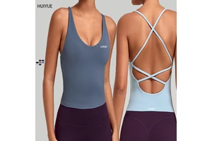 Custom Logo Wholesale Cross Strap Yoga Vest Fitness Wear Versatile Running Backless Sports Top