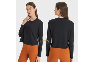 New Buttery Soft Align Smoothing Round Neck Long Sleeve Sport Yoga Top Simple Loose Running Fitness Long Sleeve T-shirt