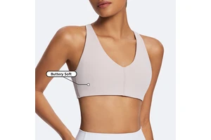 Wholesale Adjustable Sports Bra with Knots Cross Back Strappy Gym Sports Bra Deep V Neck Fitness Top Outdoor Yoga Bra for Women