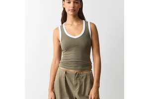 Wholesale Women Fitness Scoop Neck Breathable Lightweight Four-Way Stretch Quick Dry Jersey Front Tank Top Double Layer Yoga