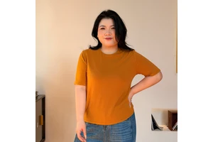 Spring and Autumn Short-length Breathable Slim-fitting Waist-hugging Style Sanded Short-sleeved Large-size Women's T-shirt