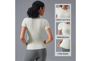 Modal Crewneck Women's Lightweight Fitness Yoga Top Breathable Naked Skin-Friendly Sports Shortsleeve Custom Front Logo Position