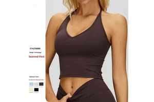 V-neck Breathable for Sports Bra with Hollow Back Skinny Fit for Women Yoga Tank Top Front Logo