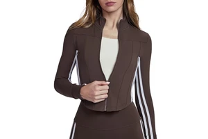 Yoga Crop Top Long Sleeve Women's Running Fitness Jackets Women's Standing Collar Sports Yoga Tight Tops