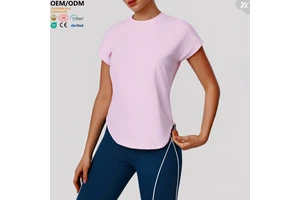 XW-LD0022 Women Activewear Manufacturer Short-sleeved Breathable Quick-drying Yoga Top High Quality Gym Wear