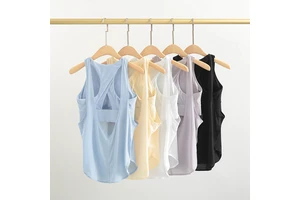 Custom Women's Light Blue Racerback Tank Top Lightweight Breathable Quick-Dry Yoga Fitness Shirt Regular Fit Activewear Front