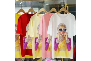 2026 ZiTong Women's Summer Knitted Slim Abstract Print Short Sleeve Tops All Match Loose Fit Soft Comfy Breathable Crew Neck