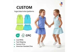 Girls Outdoor Activewear Set Sleeveless Yoga Top With Skirt Kids Sports Clothing For Park Play Low MOQ
