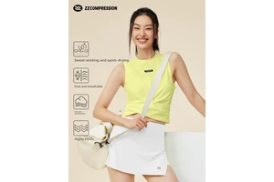 ZZCOMPRESSION Women's Mandarin Sleeveless Compression Sports Vest Quick-drying Moisture-wicking Yoga Fitness Running Badminton