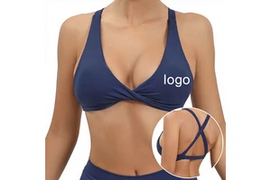 Women's Slim Fit Yoga Sports Bra Quick-Dry Seamless Workout Top with Cross Back for Gym Running and Outdoor Fitnes