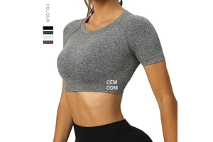 Yoga Top T-Shirt Sports Back Heart Pad Outside Wear Tight Height Elastic Yoga Short Sleeve Female Summer Fitness Top