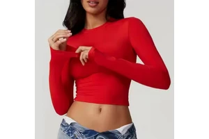 Wholesale Custom Logo Breathable Lightweight Seamless Yoga Top Long Sleeve Women's Spandex/Nylon Gym Wear