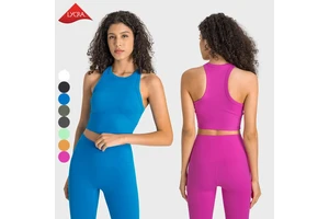 Custom OEM Seamless Quick Dry High Neck Moisture Wicking Yoga Top for Women Gym