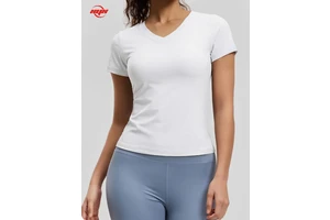 Women Workout Short Sleeve t Shirts Comfortable Quickly Dry v Neck Design Multi Color Custom logo Yoga T-Shirts