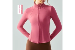 Women's Long-Sleeved Zipper Yoga Suit for Autumn Winter Slim-Fit Breathable Top for Outdoor Running Jumping Fitness