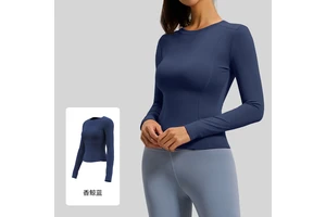 Custom Logo Breathable High Quality Women's Winter Sport Yoga Running Gym Long Sleeve T-shirts Spandex/Nylon ACTIVE STRETCH