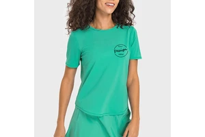 New Arrived High Quality Women Sports Short Sleeves Crew Neck Breathable Sweat-wicking Loose Soft Fitness Yoga T Shirt Women