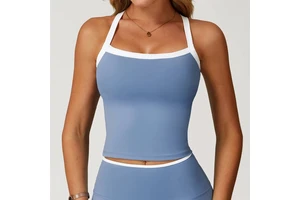 Custom Women's Strapless Yoga Tank Tops, Breathable Two-Tone Sports Bra, Workout Tops for Running & Fitness