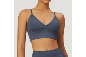 Butterluxe Women's Basic Wireless Camisole V-Neck Sports Bra with Adjustable Thin Straps Padded Yoga Top Seamless Breathable