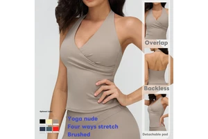Women's Sportswear Tank Top V-Neck Collar Quick Dry Four-Way Stretch Breathable Backless Yoga Fitness Outdoor Running Underwear
