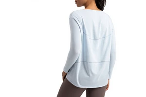 Breathable Athletic Yoga Wear Long-Sleeve Tunic Women's Loose Spandex/Cotton Nude-Looking Slimming Fitness Workout