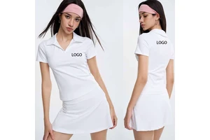 Custom LOGO Women Nylon and Spandex Tennis Polo Collar Short-sleeved Quick-drying Running Fitness Solid Color Yoga T-shirt