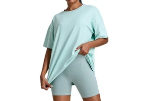 New Long Yoga Nine Quarter Sleeve Breathable for Women's Running Fitness Outdoor Loose Cover up Sports T-shirt Casual Top