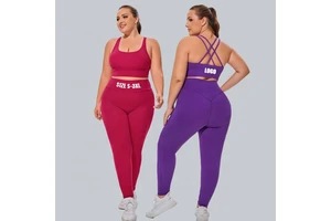 Women Seamless S-3XL Plus Size Cross Back Fitness Sport High Waist Support Yoga Clothes Workout Bra Tank Crop Top Leggings Set