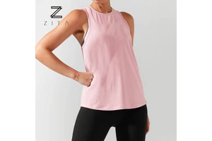 Custom Yoga Wear Plus Size Womens Tank Top With Scoop Bottom Breathable Cotton Running Active Wear Gym Tank Top for Women