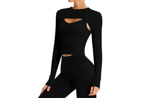 Fitness Clothing Women's Long-sleeved Sports Top Tight-fitting Running T-shirt Tight-fit Internet-famous Yoga for Solid Ballet