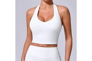 Custom Wholesale New Fashion Womens High Support Seamless Breathable Spandex Eco-Friendly Yoga Tank Top Double Layer Contrast