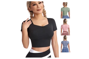 Women's Summer Yoga Top, Sporty T-shirt, Lightweight, Elastic, Casual and Fashionable Short Sleeved Top