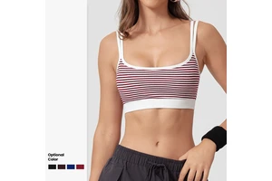 Quick-drying Soft Breathable Sports Fitness Yoga Wear Double Shoulder Straps Yoga Bra Striped Color Contrast Fitness tank Top