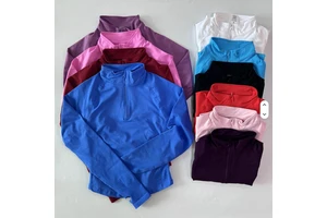 Ropa Deportiva Mujer Women's Long Sleeve Half Zip Yoga Jacket Seamless Workout Activewear Yoga Tops
