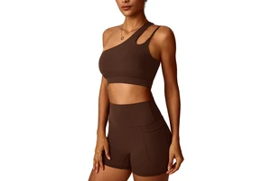 Oblique Shoulder Beautiful Back Seamless Breathable High Support Yoga Bra Women's Gym Sports Vest
