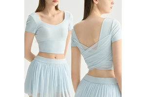 Women's Breathable Scoop Neck Crop Top Workout Fitness Yoga Sports Cropped T Shirts Build With Padded Activewear Gym Clothes