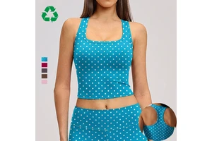 Custom Sustainable Recycled Dot Print Breathable Racerback Running Workout Crop Top Moisture-Wicking Slim Fit Gym Yoga Tank Tops