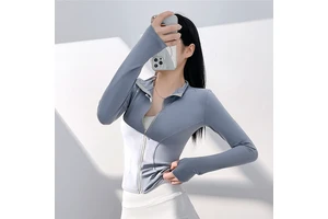 Hot Sale High Eelasticity Stand Collar Slim Fit Fitness Suit Slimming Yoga Leggings Sports Jacket Quick Drying Yoga Top