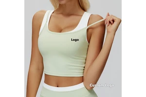Wholesale Women's Color Block Double Layer Sports Tank Top Padded Casual Slim Fit Sleeveless Workout Top Gym Yoga Running Tops