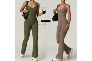 Custom Playsuits Loose Leg Tummy Control Sleeveless Top Rompers Sports Workout Women's Yoga Bodysuit
