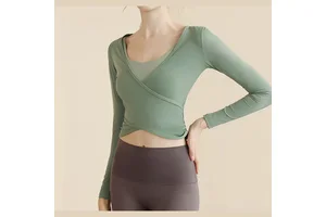New Women's Long Sleeve Yoga Top Round Neck Slim-Fit Stretch Sports Running Fitness Top Seamless
