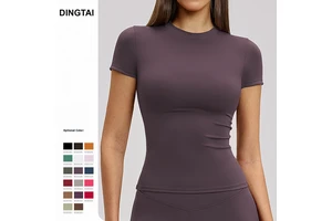 Custom High Quality Softness Sportswear Women Crewneck Short Sleeve Gym Tshirts Slim Fit Yoga T Shirts Sports Fitness Top