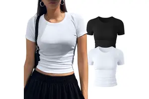Hot Selling Seamless Daily Casual Yoga Top Short Sleeved Crew Neck Breathable Lightweight Plus Size Spandex/Nylon Four-Way