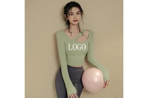 OEM/ODM Custom Summer Women's Yoga Wear T Shirt Hollow Shoulder Fitness Top Lightweight Breathable Waterproof Clothes