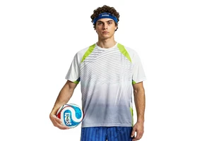 New Arrival Sporty Colorblock Digital Print Mesh Breathable Quick Dry Short Sleeve Sports Jersey Outdoor Training Top