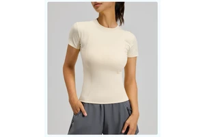 Breathable Lightweight Solid ColorSpandex/Polyester Short Sleeve Yoga TopWomen's Casual Running Fitness